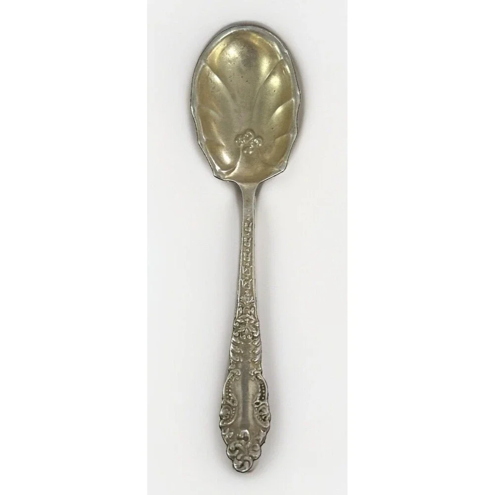 Whiting King Edward 1901 Sterling Silver Cream Spoon 5.5” Gold Wash Shell Bowl